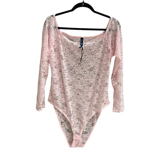 Fox Tops - Fox & Royal Lace Bodysuit Womens NWT Lingerie Size M18 Long Sleeve Off Shoulders